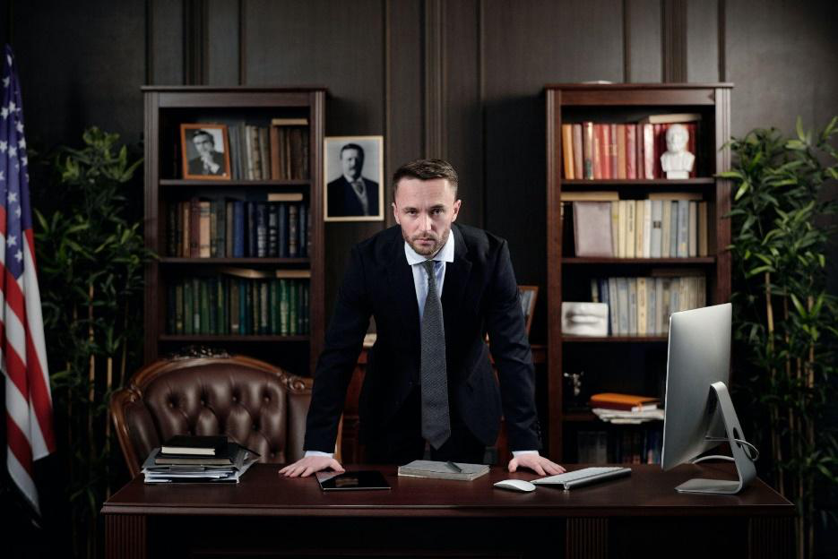 A lawyer in his office