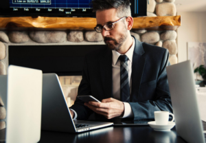 A lawyer working on his laptop