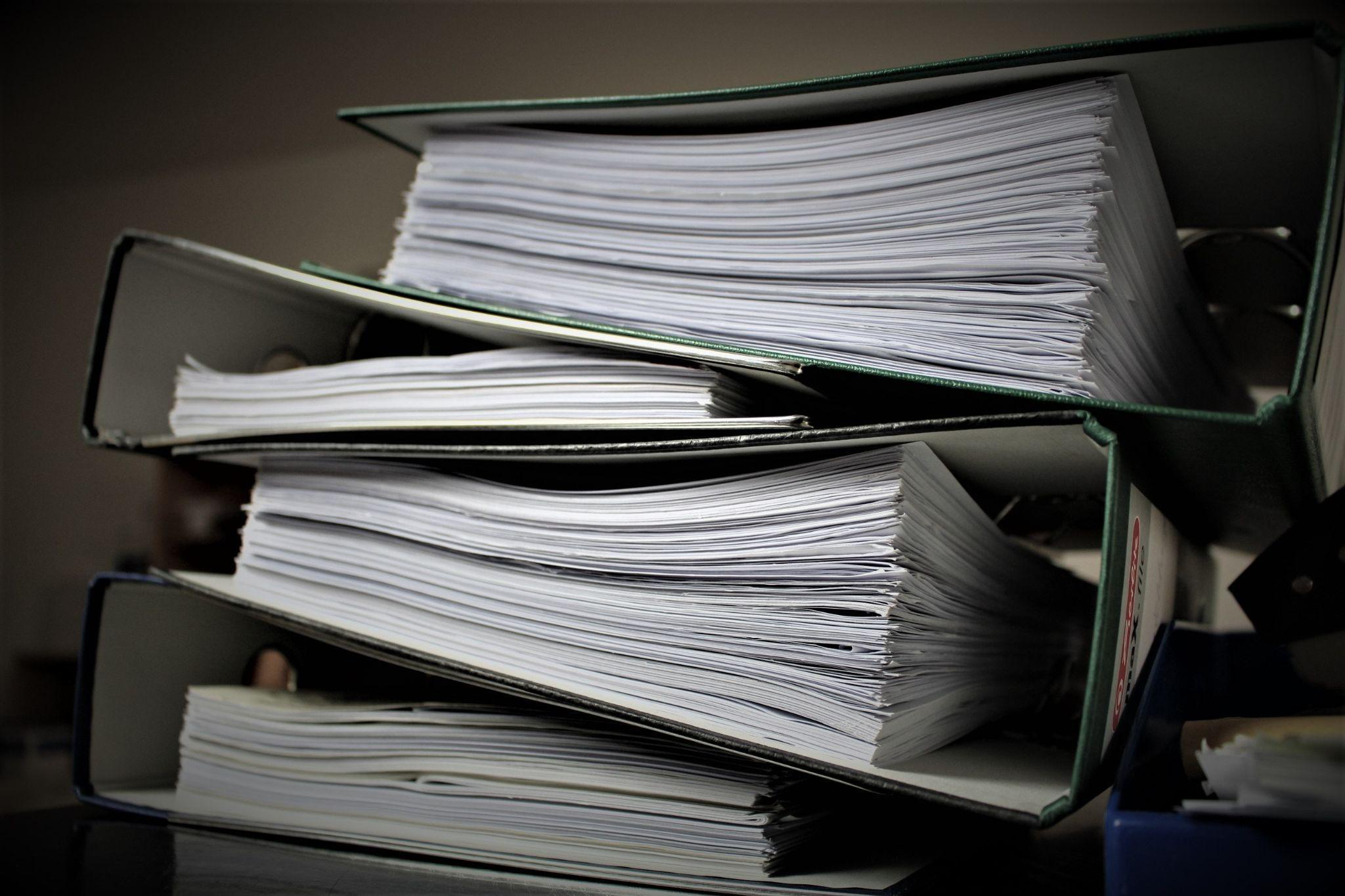 Files stacked on each other