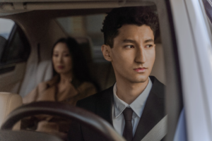 Man in a car