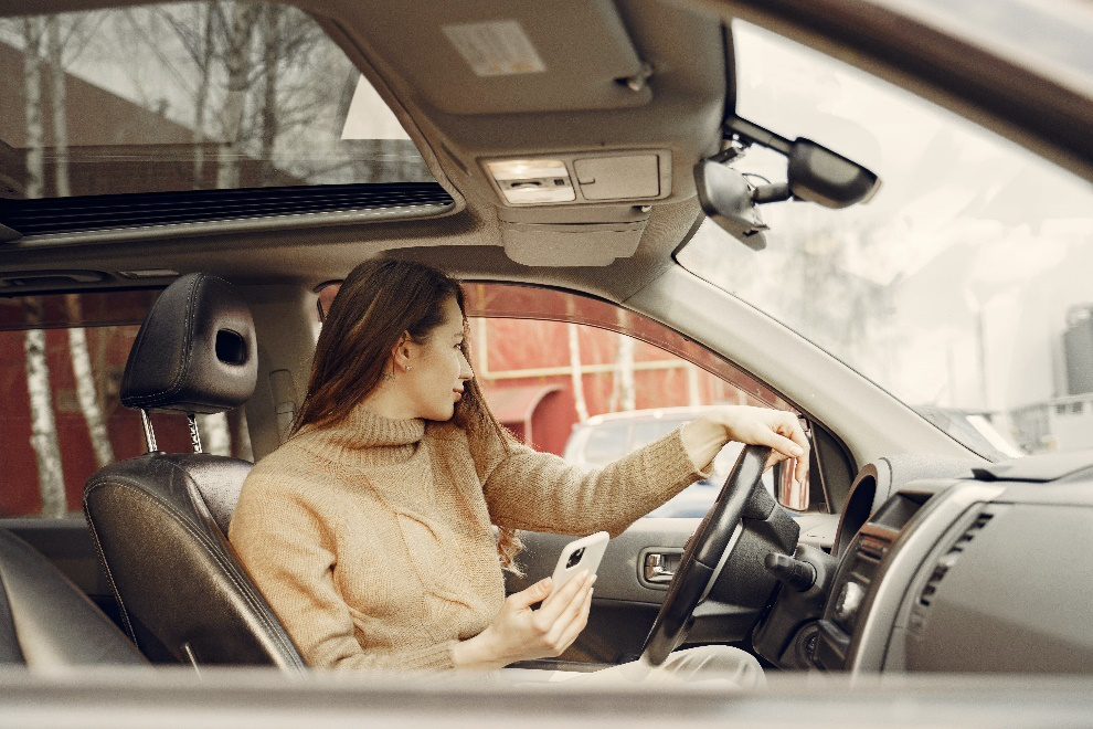 Woman driving a car