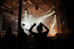 silhouette of a person at an event
