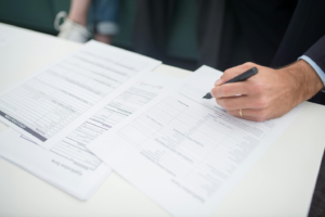 A person signing documents