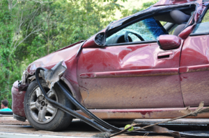 A totaled car after an accident