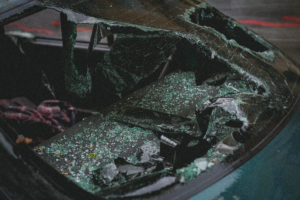 broken windscreen of a car
