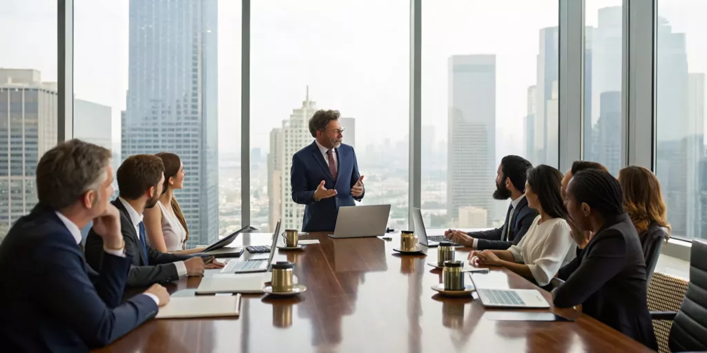 Class action lawsuit attorney discussing legal strategy with clients.